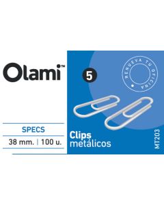 BROCHES CLIPS OLAMI Nº 5 - 38mm X 100 UNIDADES  METAL